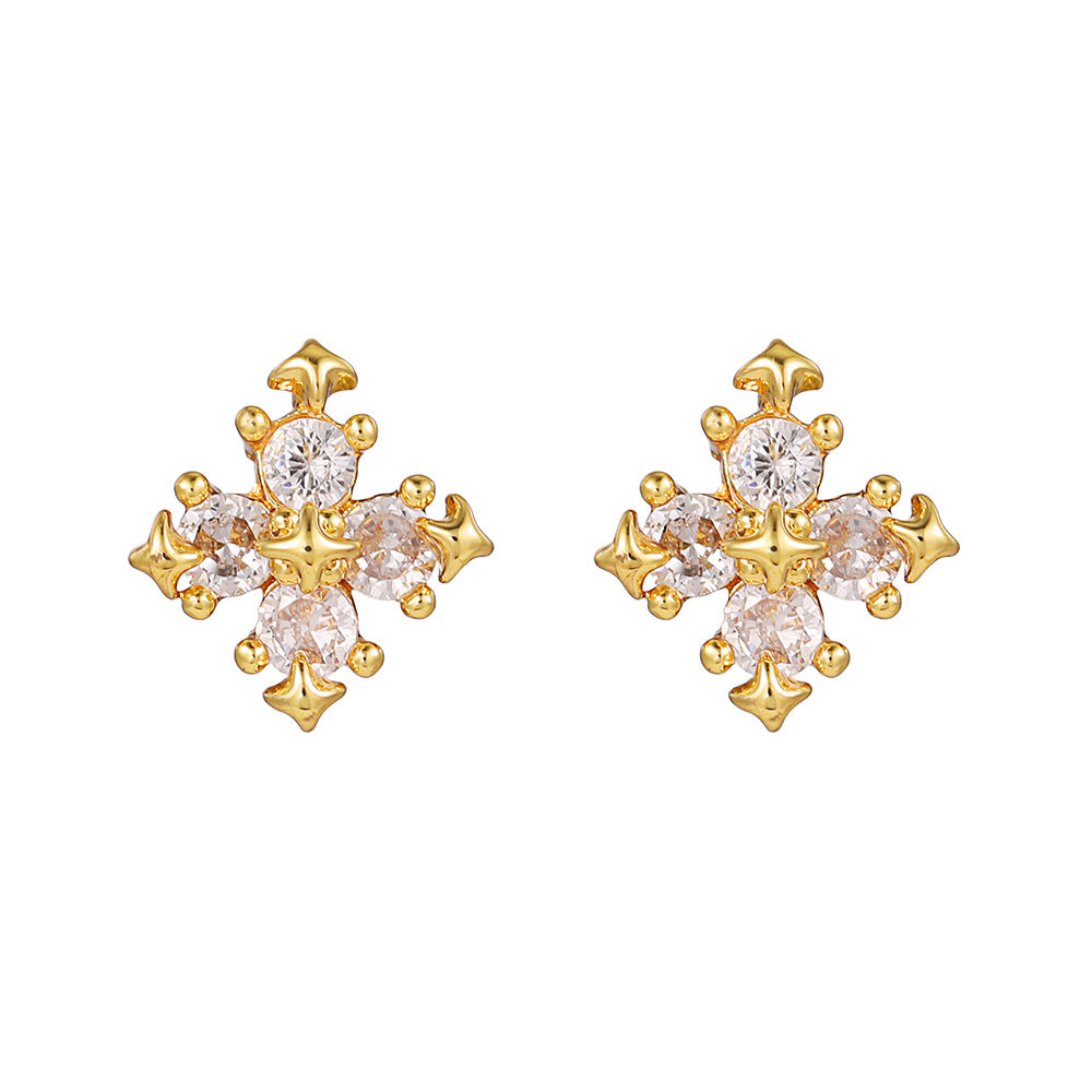 Cubic Zirconia Cross Hoop Earrings