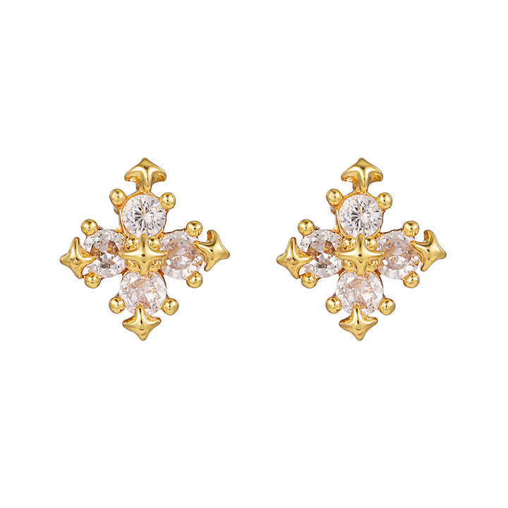 Cubic Zirconia Cross Hoop Earrings