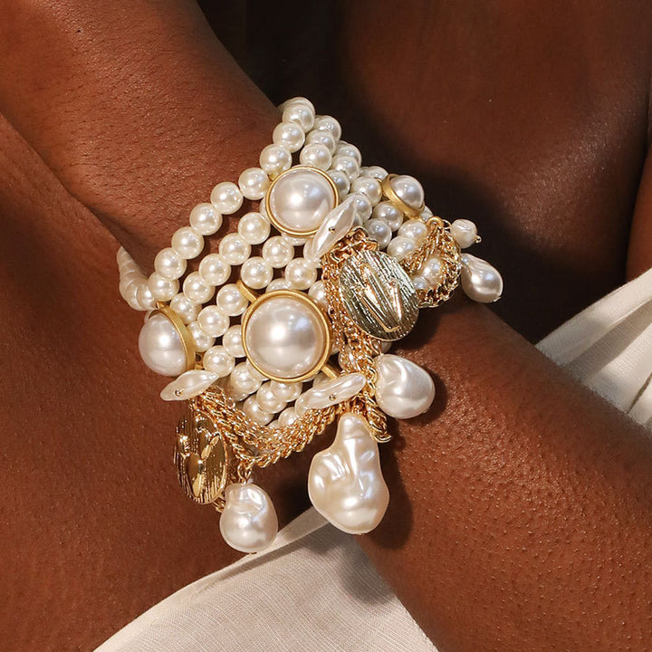Layered Pearlescent Shell Charm Bracelet