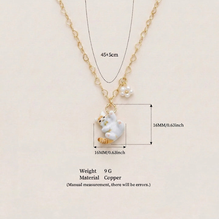 Cute Cat Flower Pendant Necklace