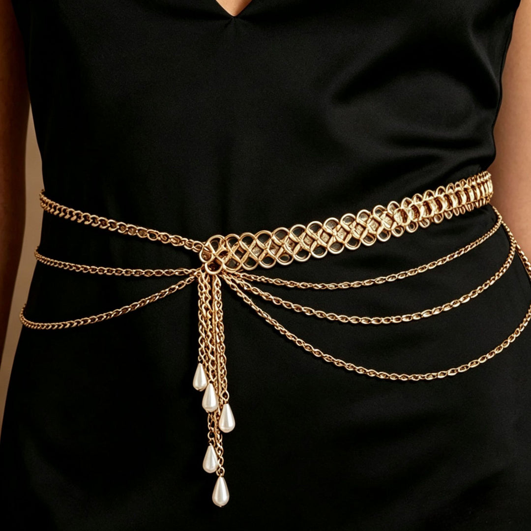 Pearl Drop Chain Waist Belt