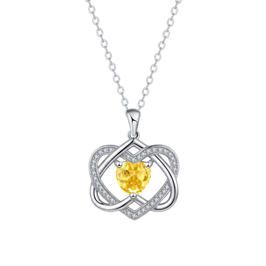 Double Heart Celtic Knot Birthstone Necklace