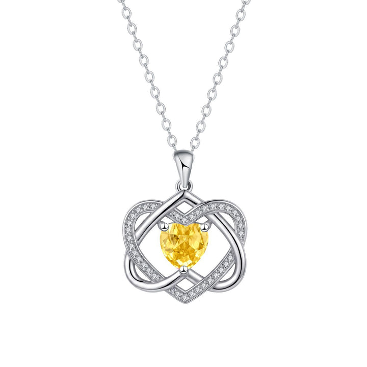 Double Heart Celtic Knot Birthstone Necklace