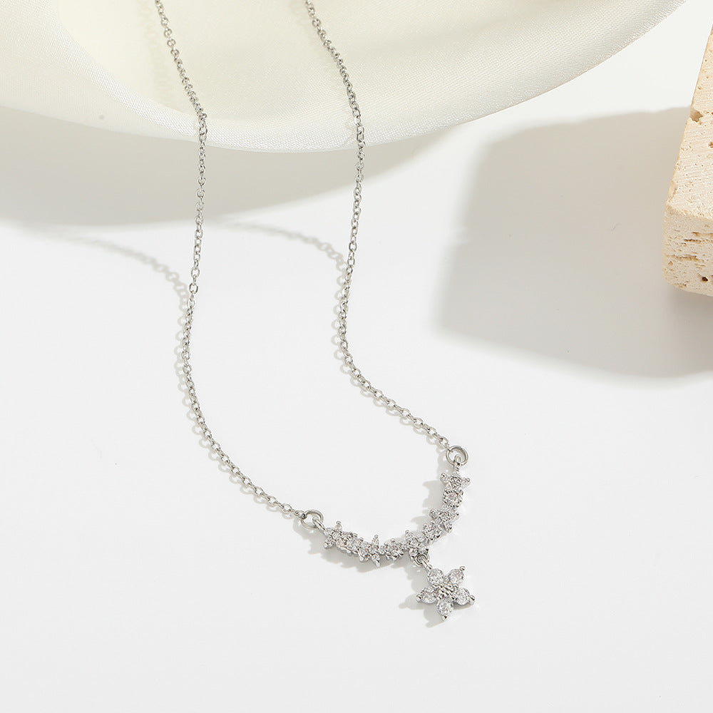 Cubic Zirconia Flower Necklace