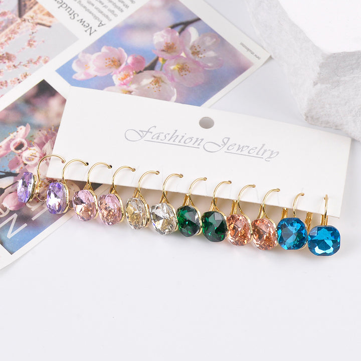Colorful Crystal Drop Earrings Set