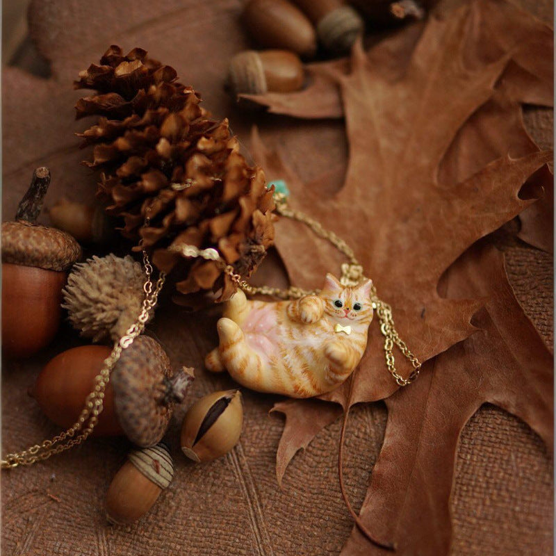 Cute Cat Flower Pendant Necklace