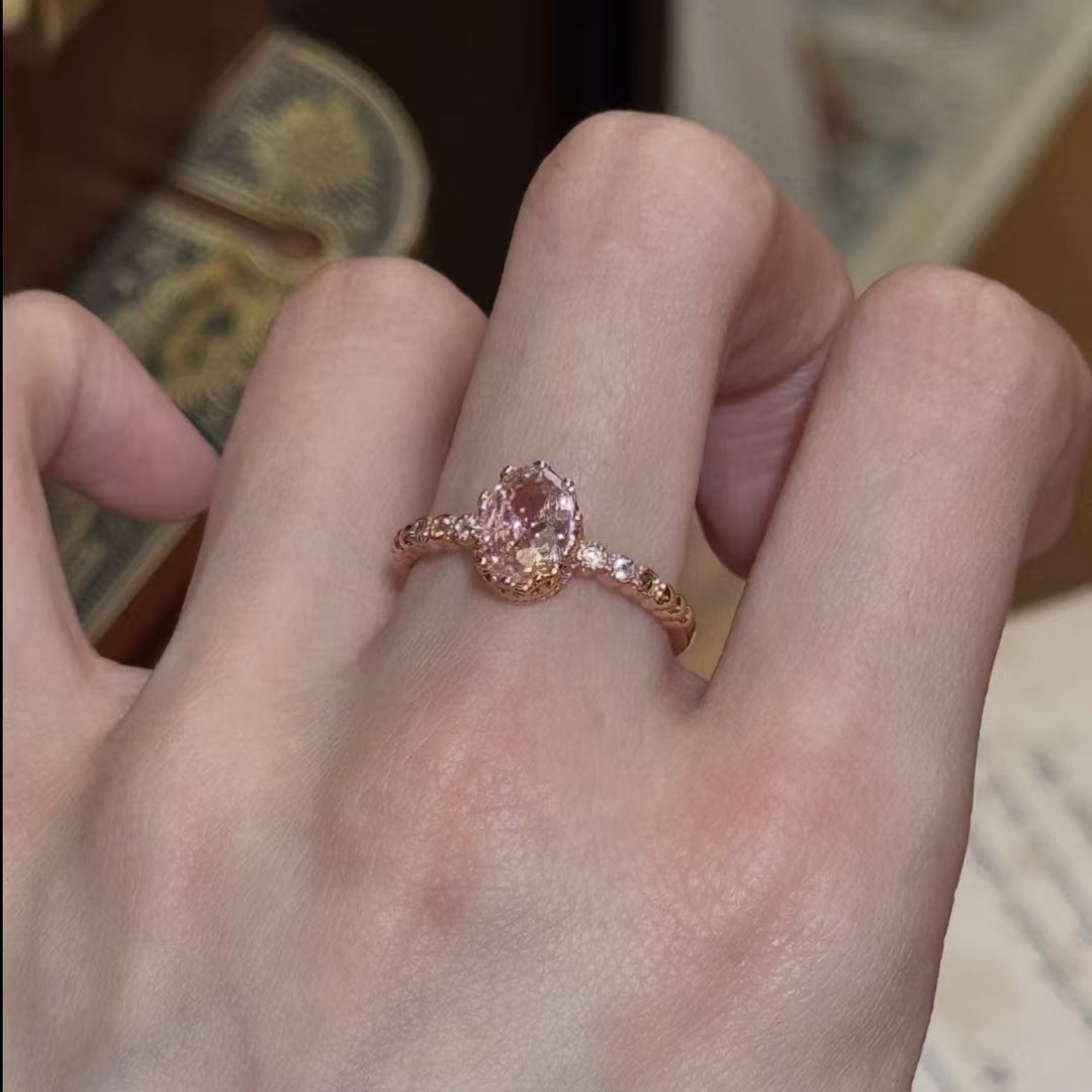 Oval Pink Crystal Ring