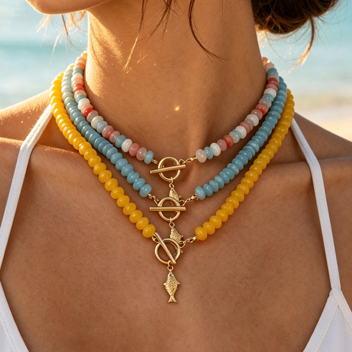 Colorful Beaded Fish Pendant Necklace