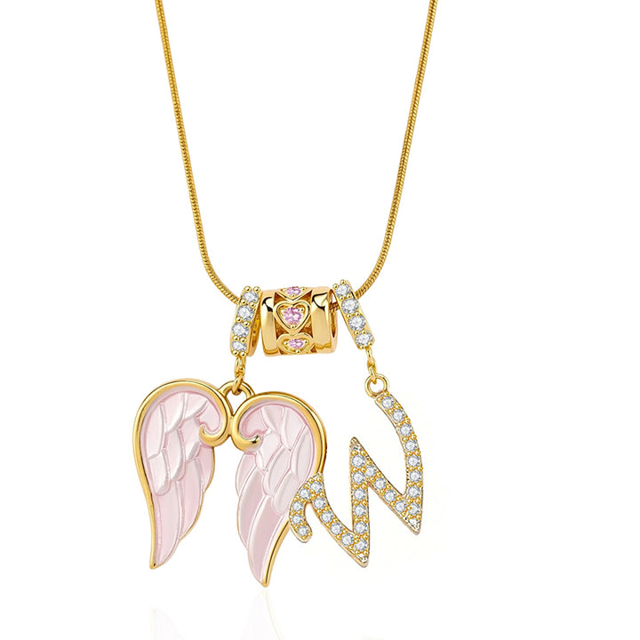 Angel Wings Initial Necklace