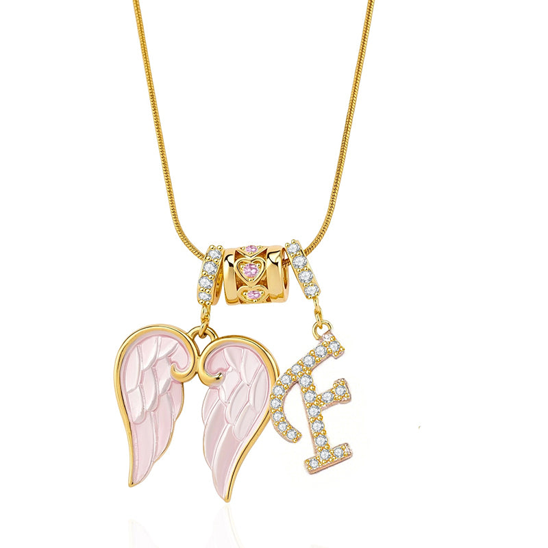 Angel Wings Initial Necklace