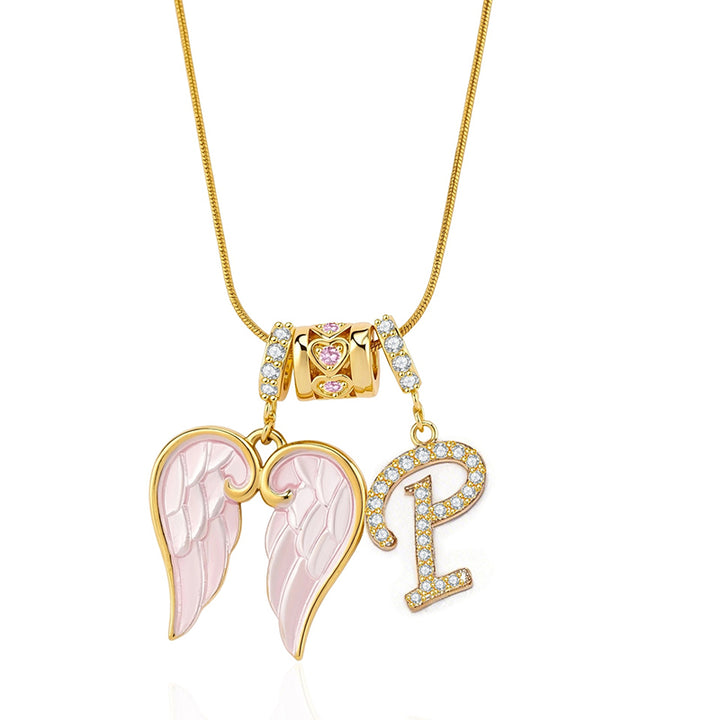 Angel Wings Initial Necklace