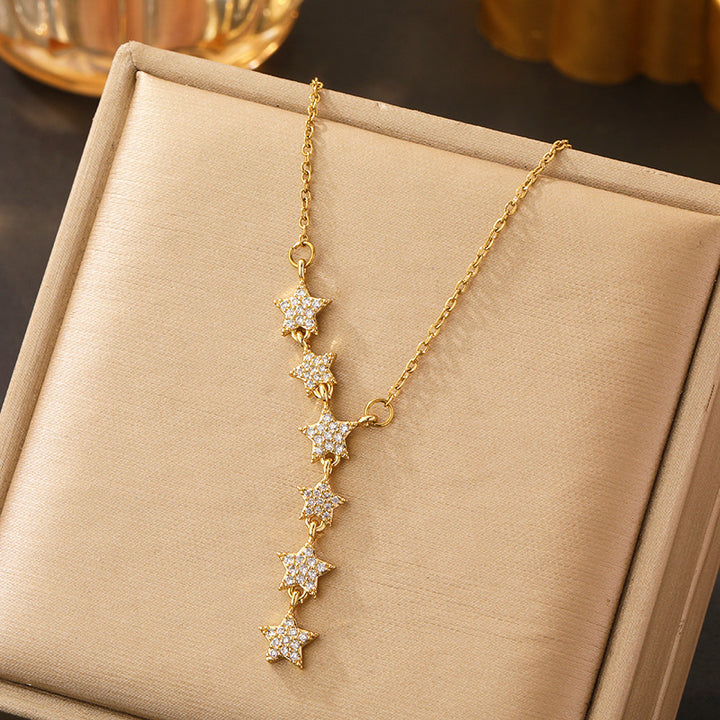 Gold Star Drop Necklace