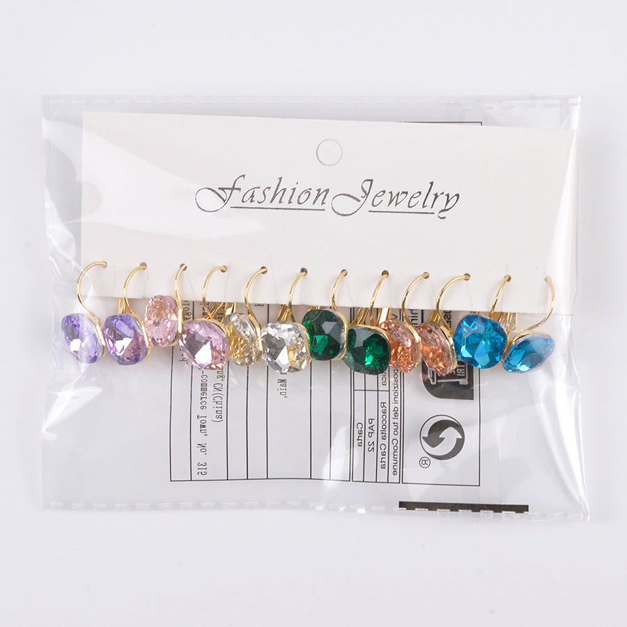 Colorful Crystal Drop Earrings Set