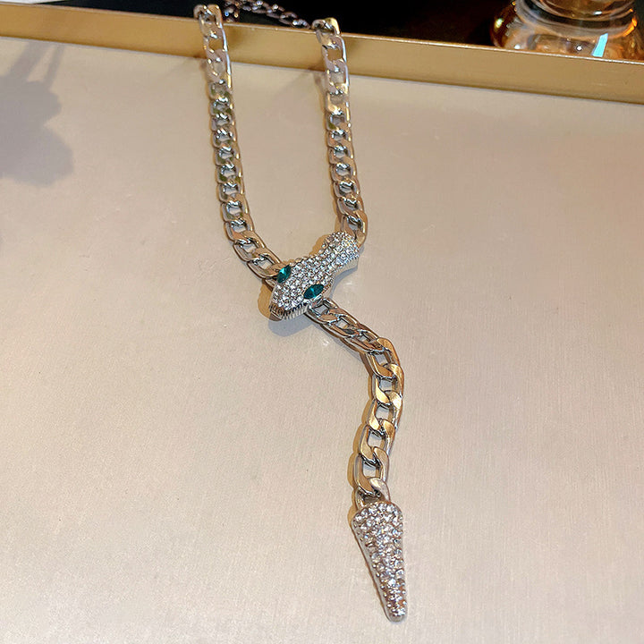 Crystal Snake Pendant Chain Necklace