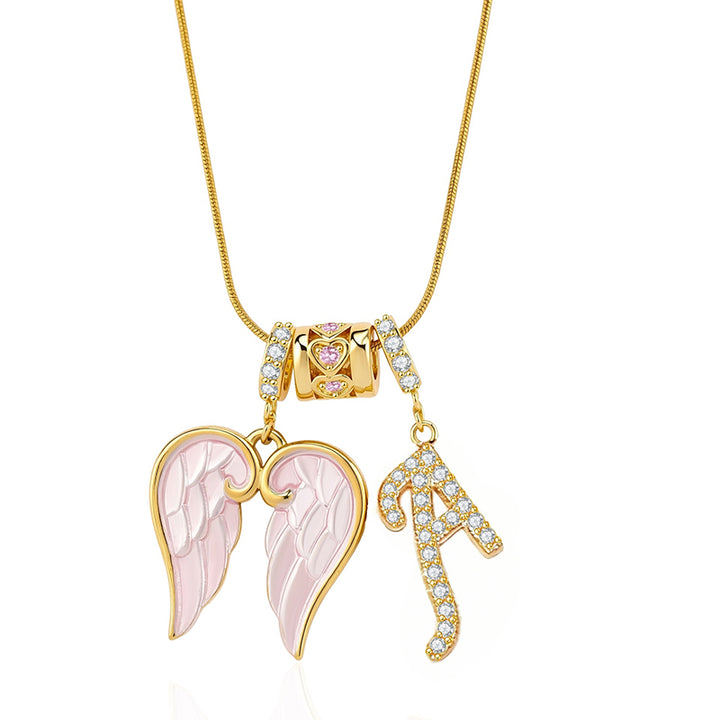 Angel Wings Initial Necklace
