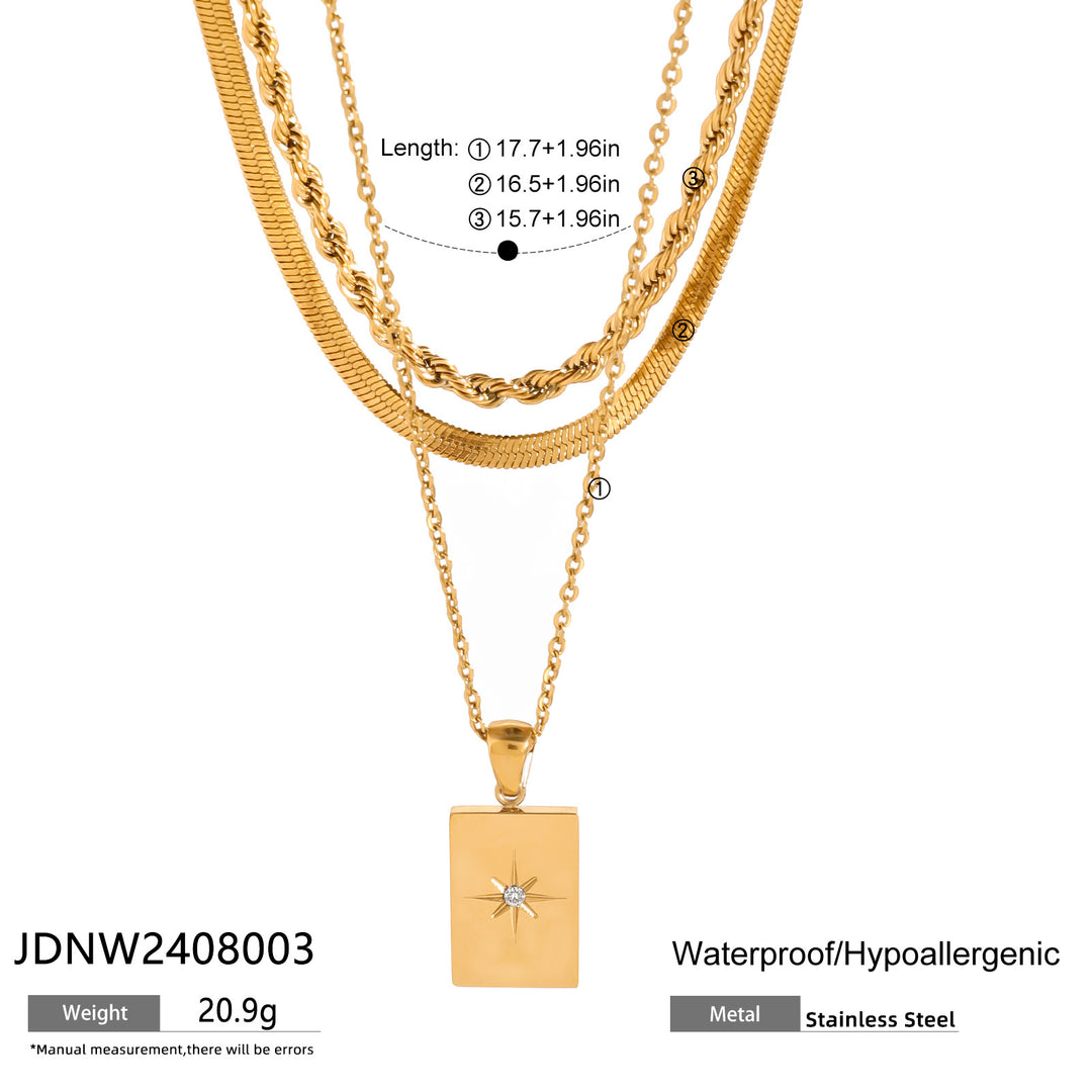 Layered Starburst Pendant Necklace