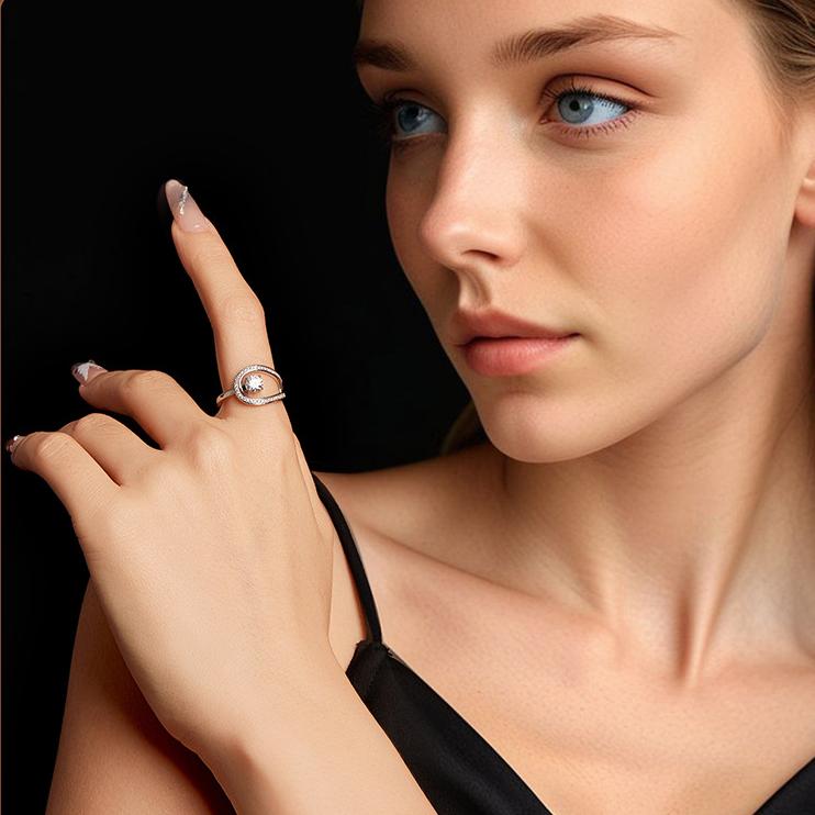 Moissanite Swirl Ring