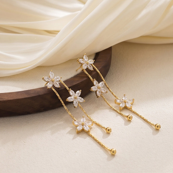 Floral Tassel Drop Earrings