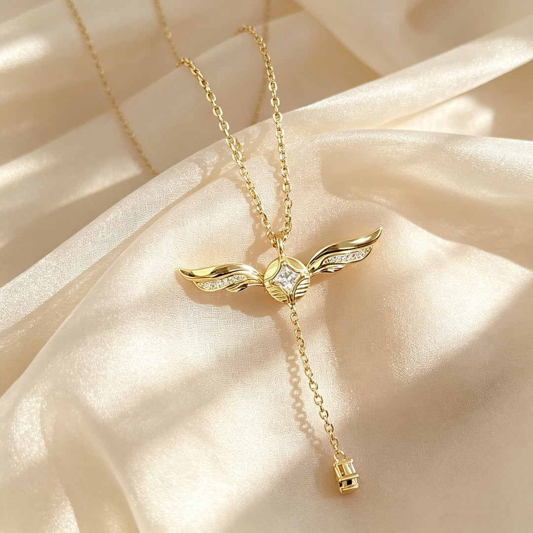 Aurelia Wing Motion Crystal Drop Necklace