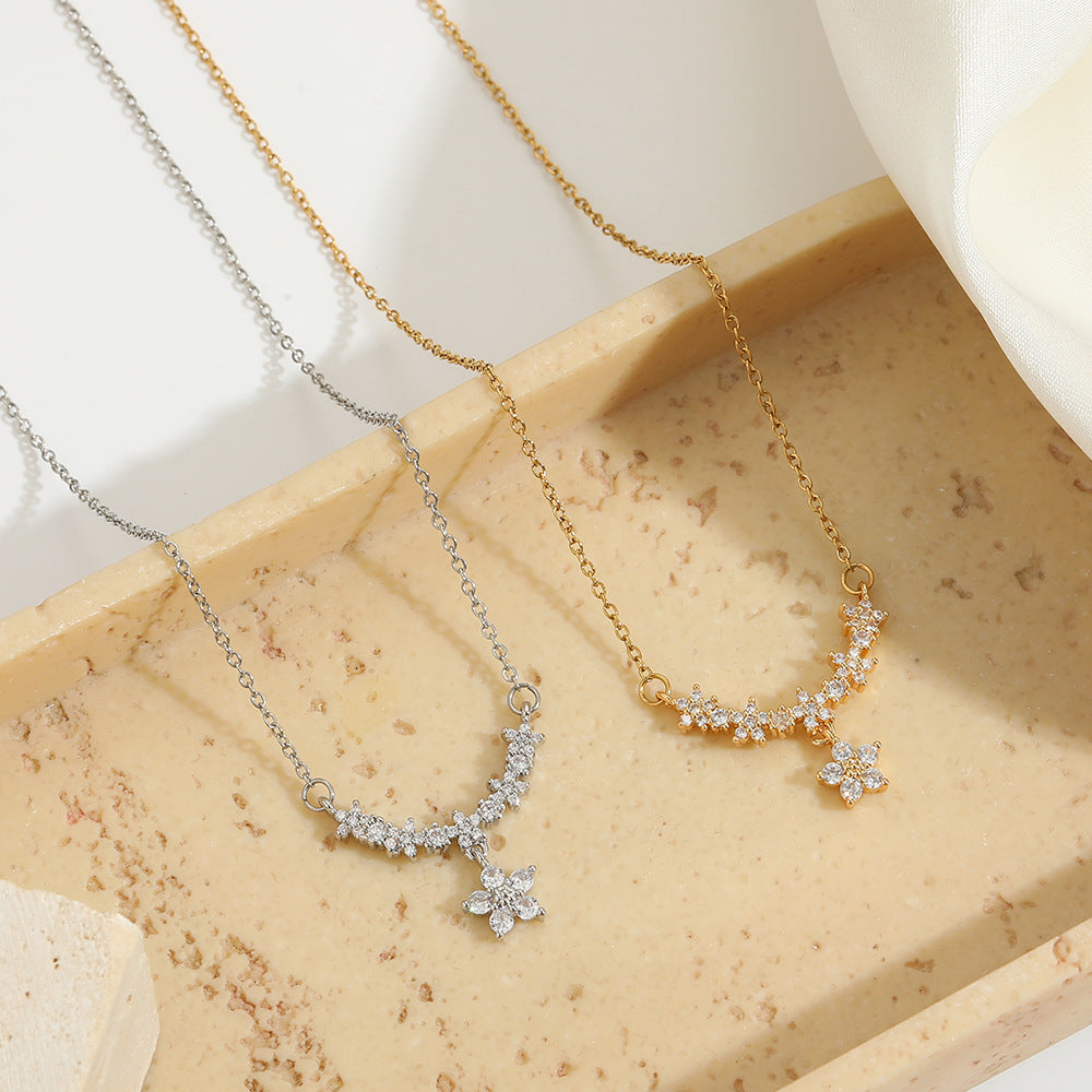 Cubic Zirconia Flower Necklace