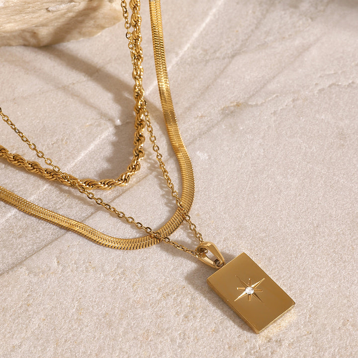 Layered Starburst Pendant Necklace
