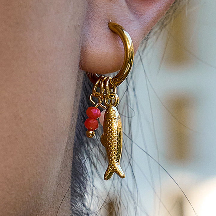 Gold Fish Pendant Necklace &amp; Earrings Set