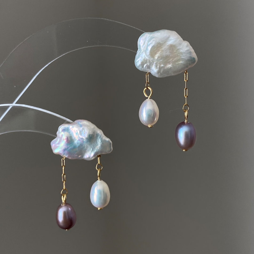 Pearl Cloud Drop Earrings