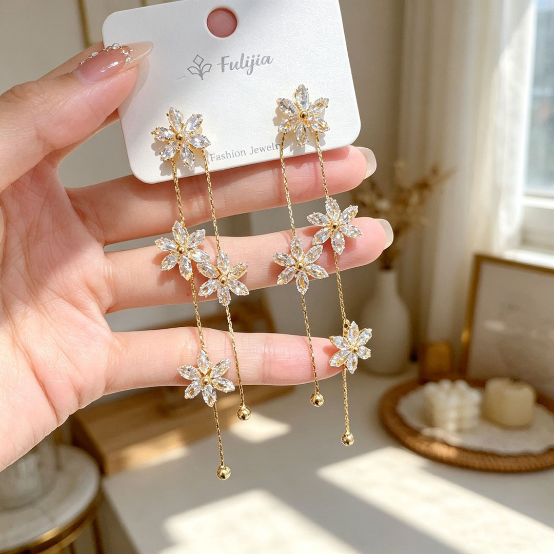 Floral Tassel Drop Earrings