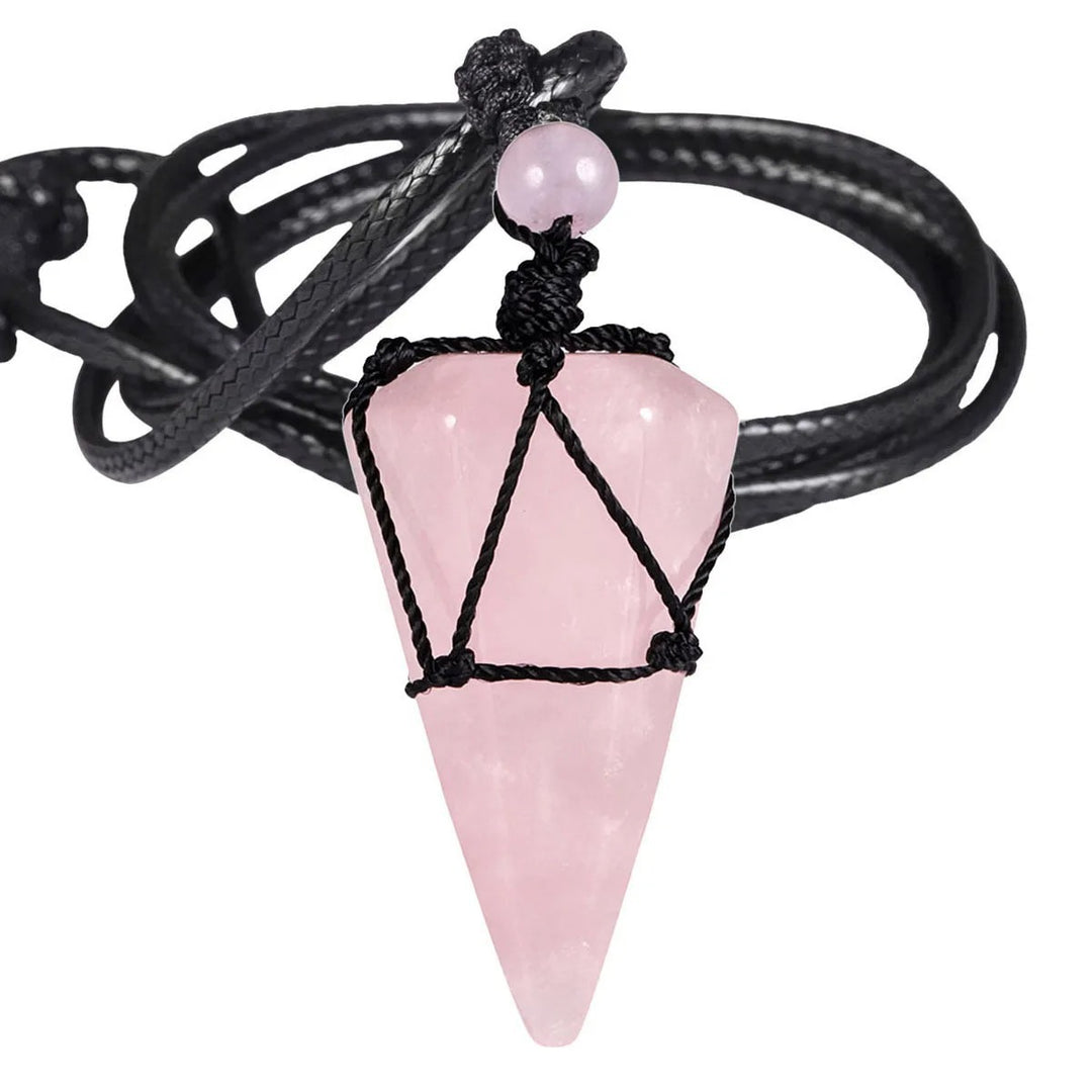 Pointed Cone Braided Pendant Necklace