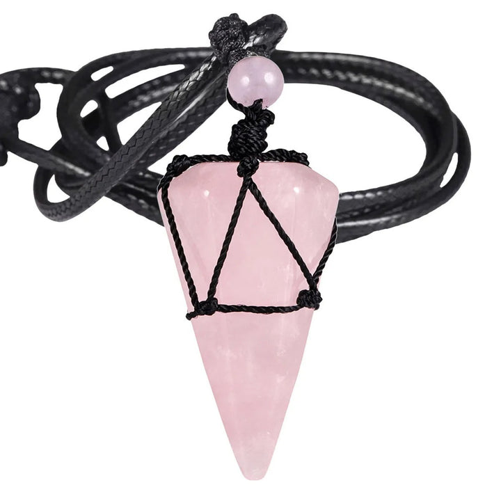 Pointed Cone Braided Pendant Necklace
