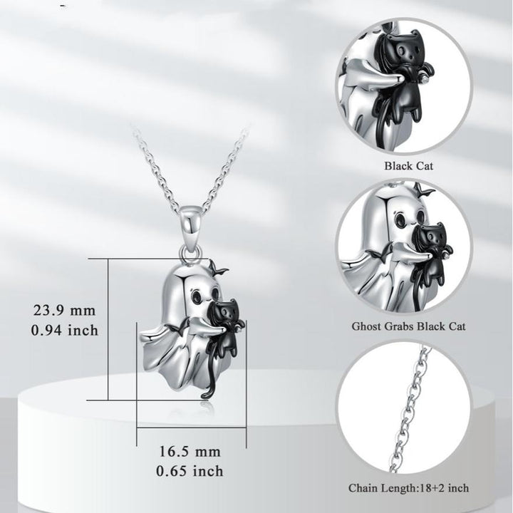Ghost &amp; Black Cat Halloween Necklace