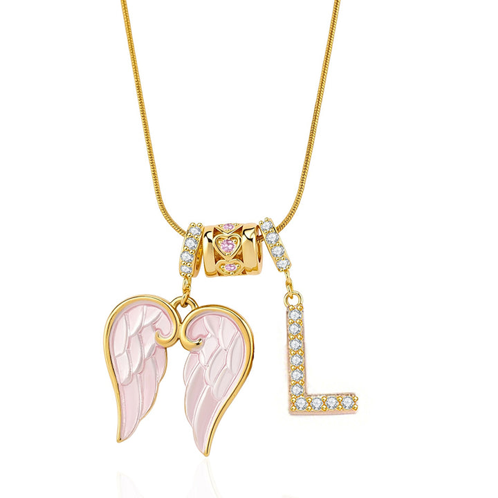 Angel Wings Initial Necklace