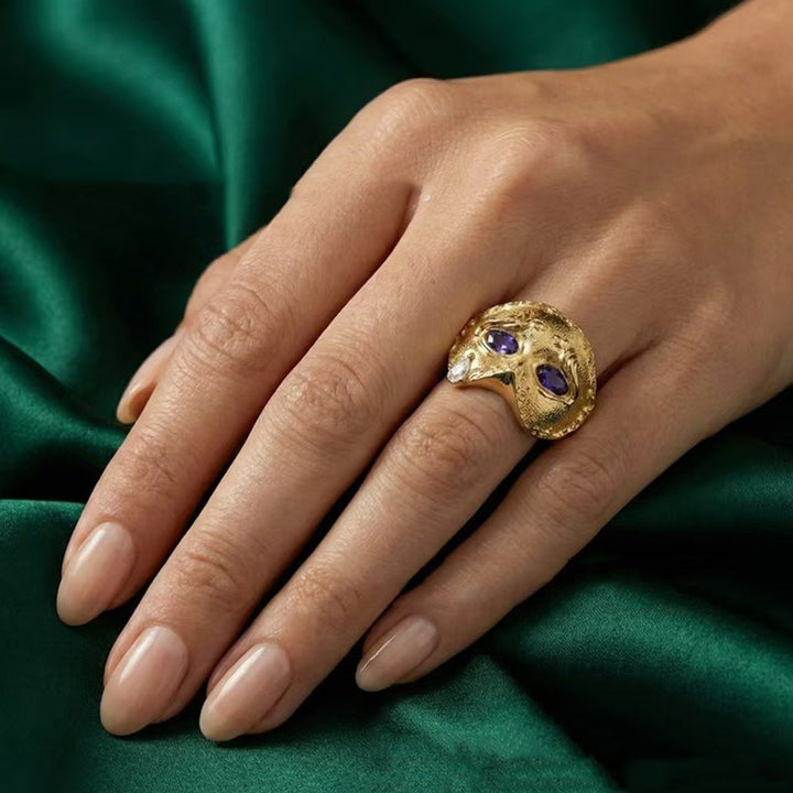 Vintage Masquerade Mask Tear Drop CZ Ring