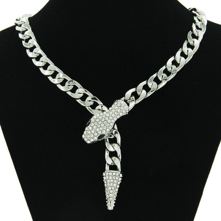 Crystal Snake Pendant Chain Necklace
