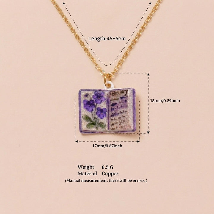 Birth Month Flower Book Necklace