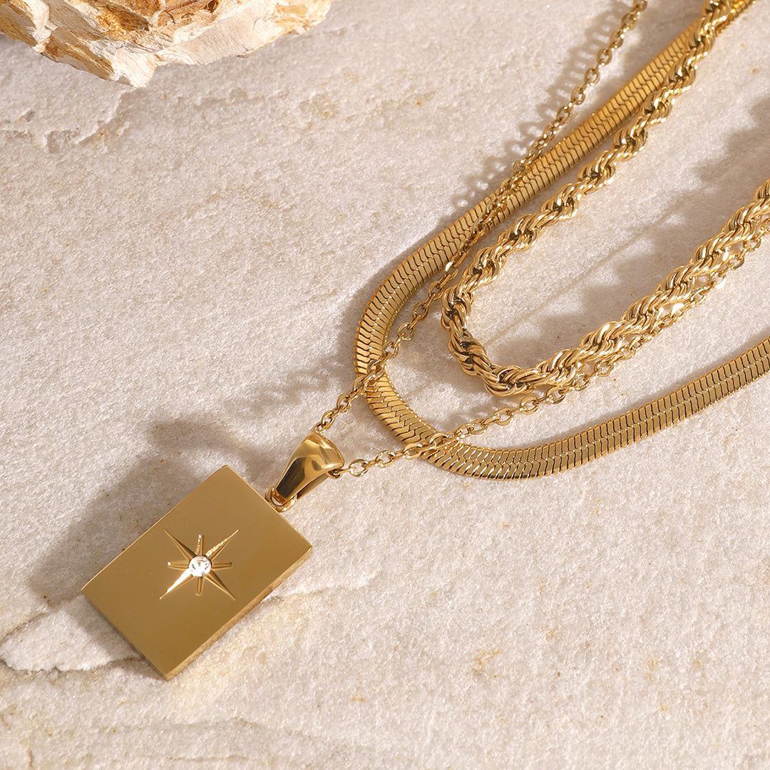 Layered Starburst Pendant Necklace
