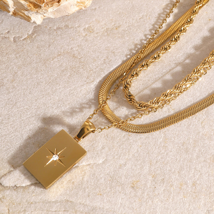 Layered Starburst Pendant Necklace