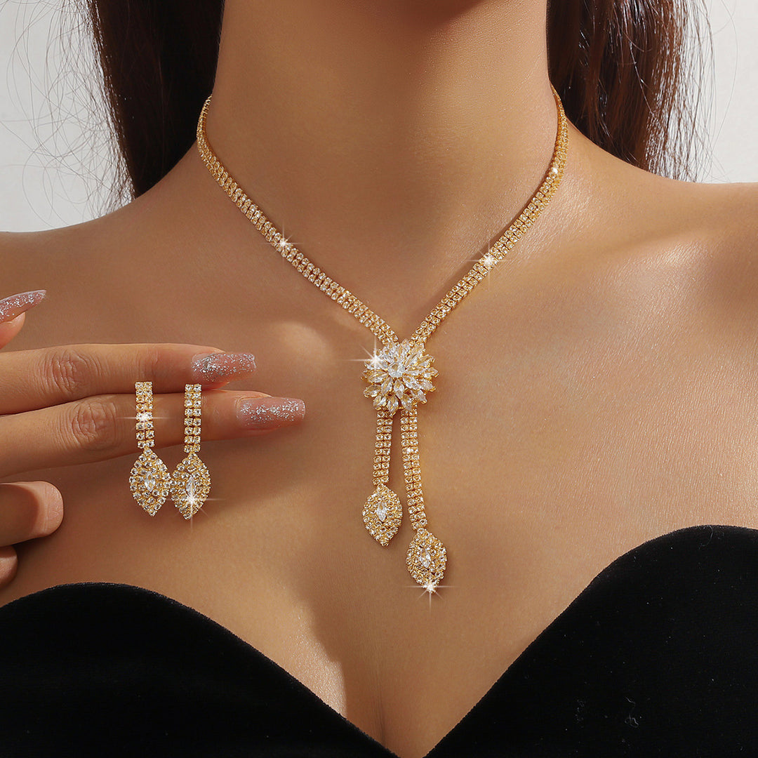 Crystal Flower Zirconia Jewelry Set