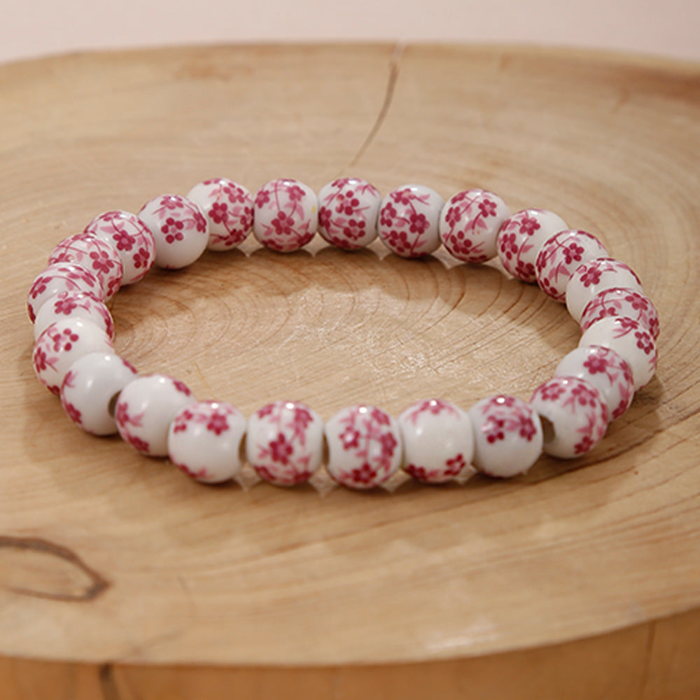 Blue &amp; White Porcelain Cross Bracelet