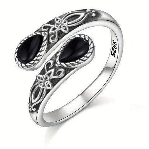 Midnight Celtic Stone Ring
