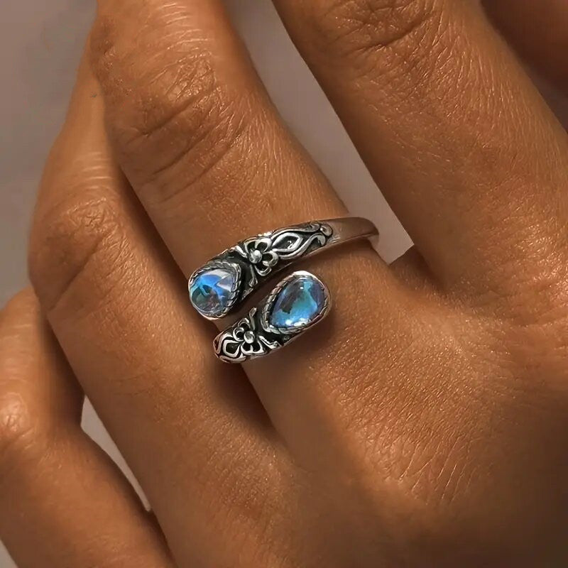 Midnight Celtic Stone Ring
