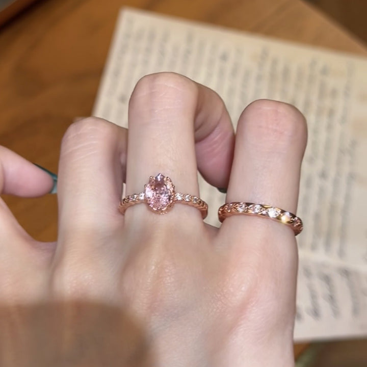 Oval Pink Crystal Ring