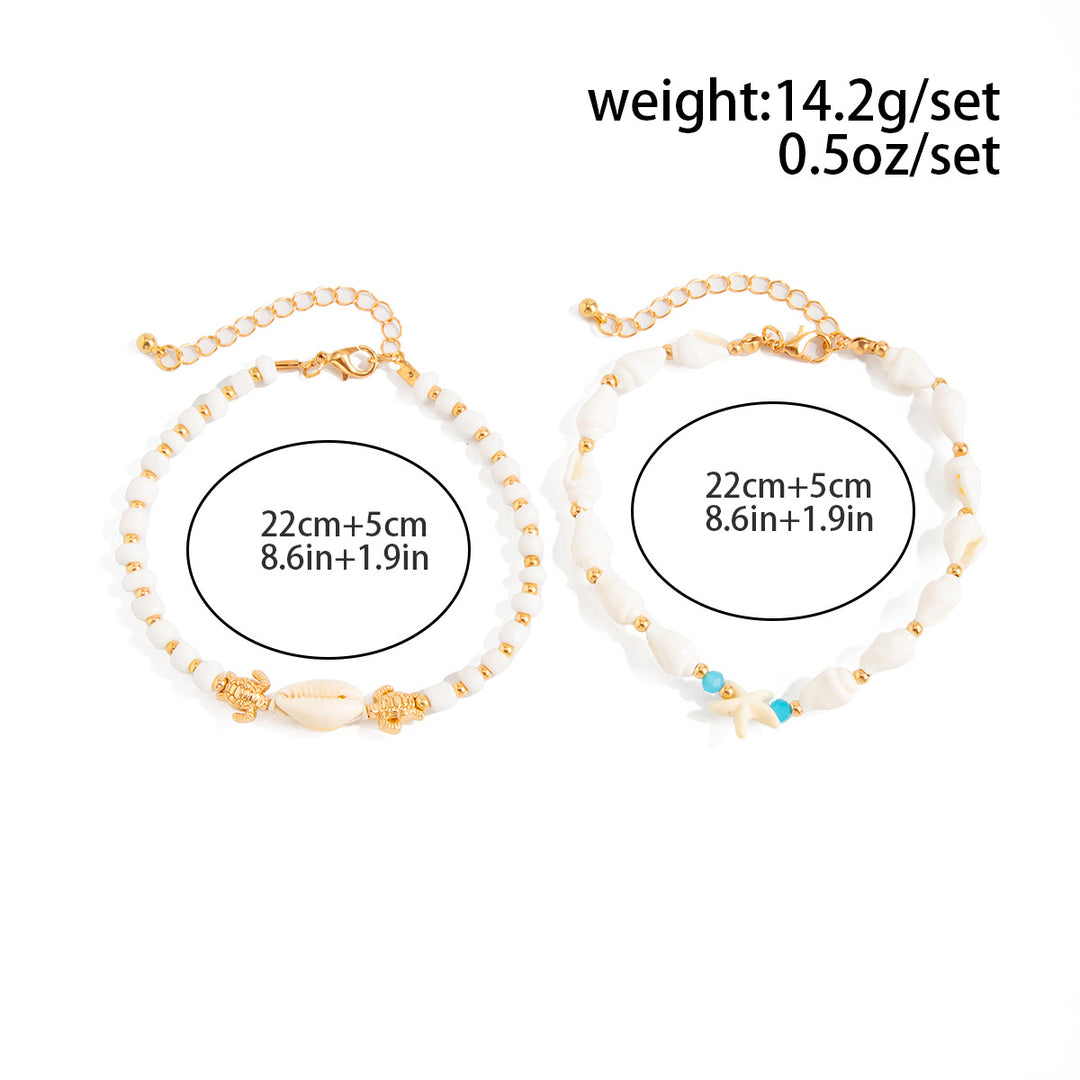 Ocean Charm Layered Anklet Set