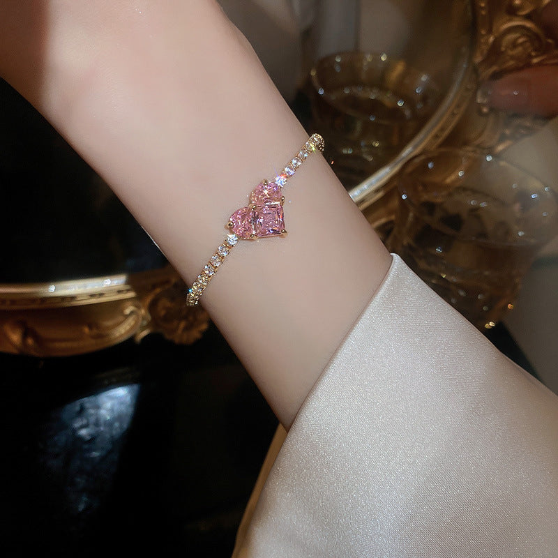 Dual Color Heart Zircon Bracelet