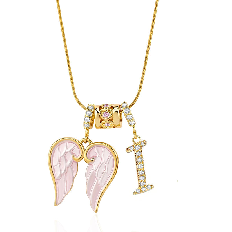 Angel Wings Initial Necklace