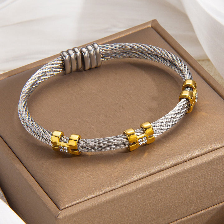 Stainless Steel Cable Cuff Bracelet