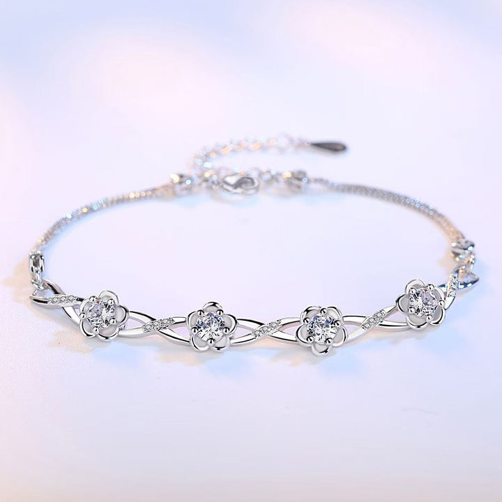 Silver Floral Crystal Bracelet