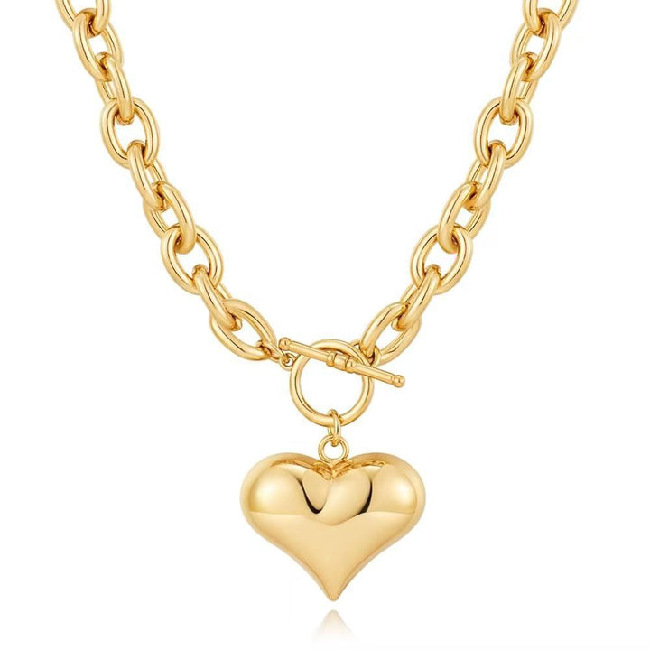 Gold Heart Pendant Chain Necklace