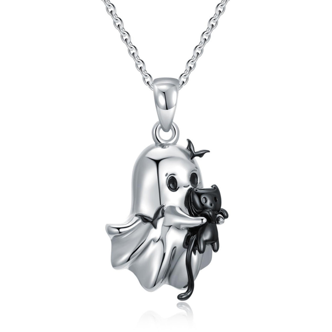 Ghost &amp; Black Cat Halloween Necklace