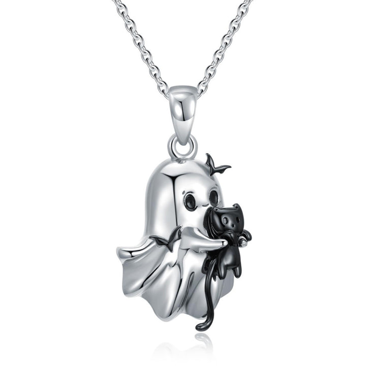Ghost &amp; Black Cat Halloween Necklace